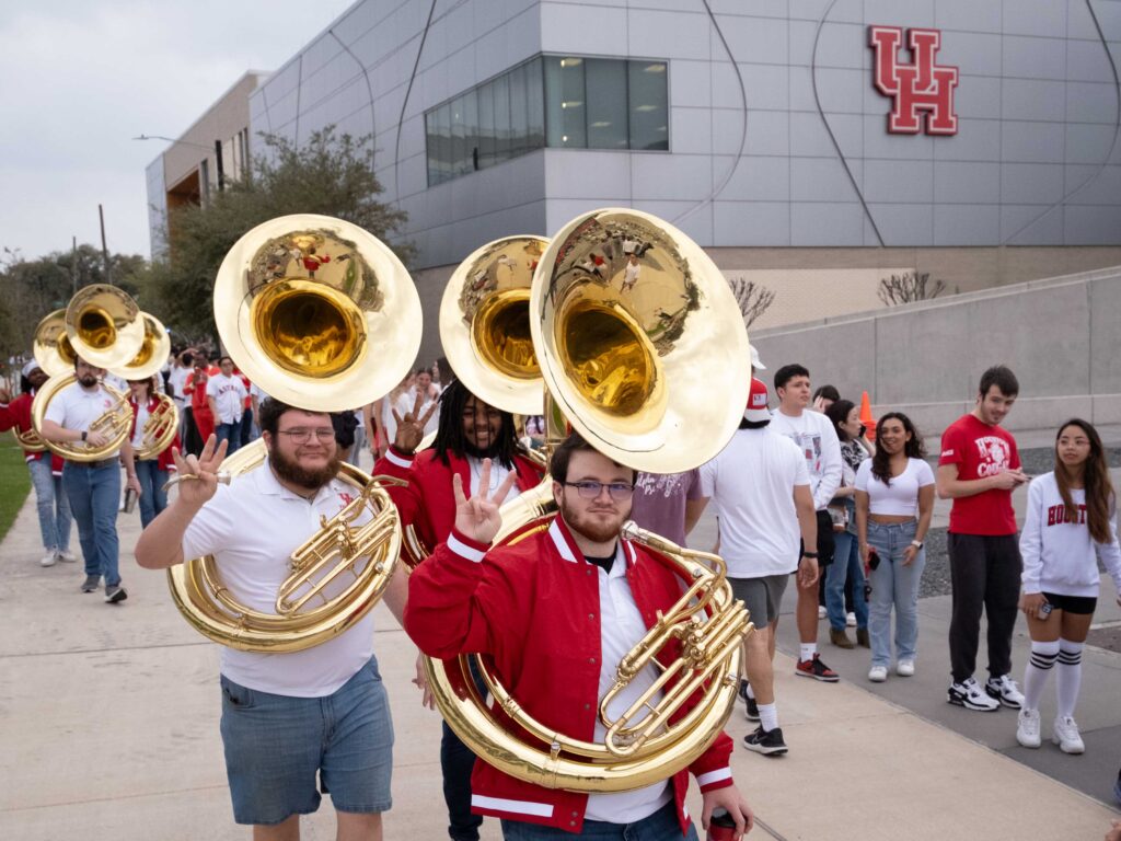 The UH spirit band adds a lot to the Fertitta Center atmopshere. (Photo by F. Carter Smith)