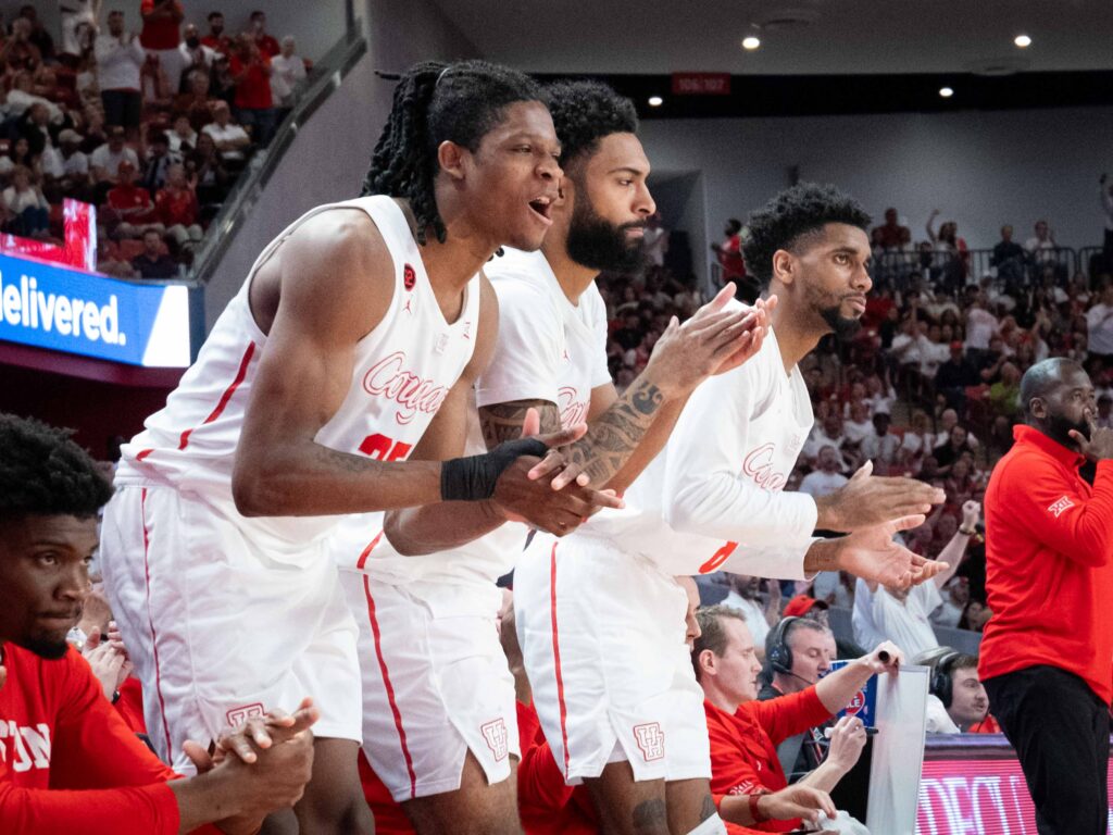 The UH playing rotation is down to three bench regulars — JoJo Tugler, Damian Dunn and Mylik Wilson. (Photo by F. Carter Smith)