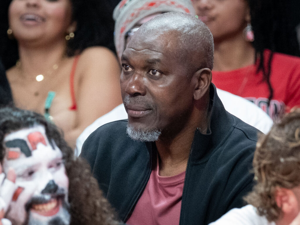 Hakeem Olajuwon returned to the Fertitta Center to see Houston blow out Texas. (Photo by F. Carter Smith)