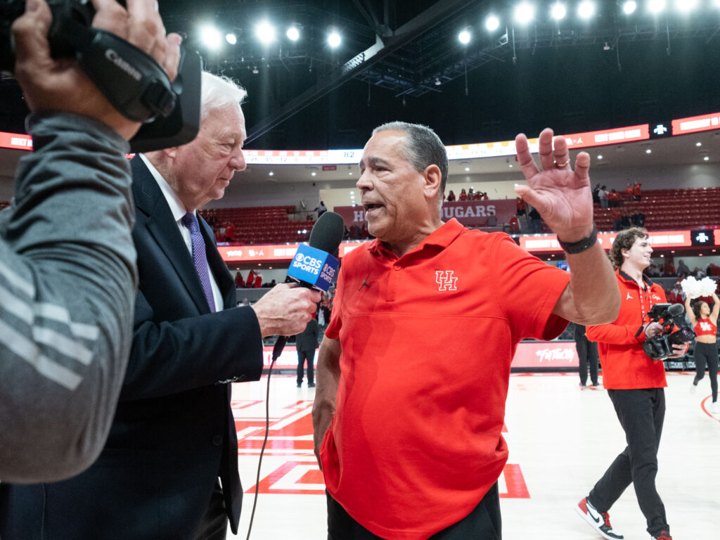 University of Houston coach Kelvin Sampson is used to getting national attention from CBS and Bill Raftery. (Photo by F. Carter Smith)