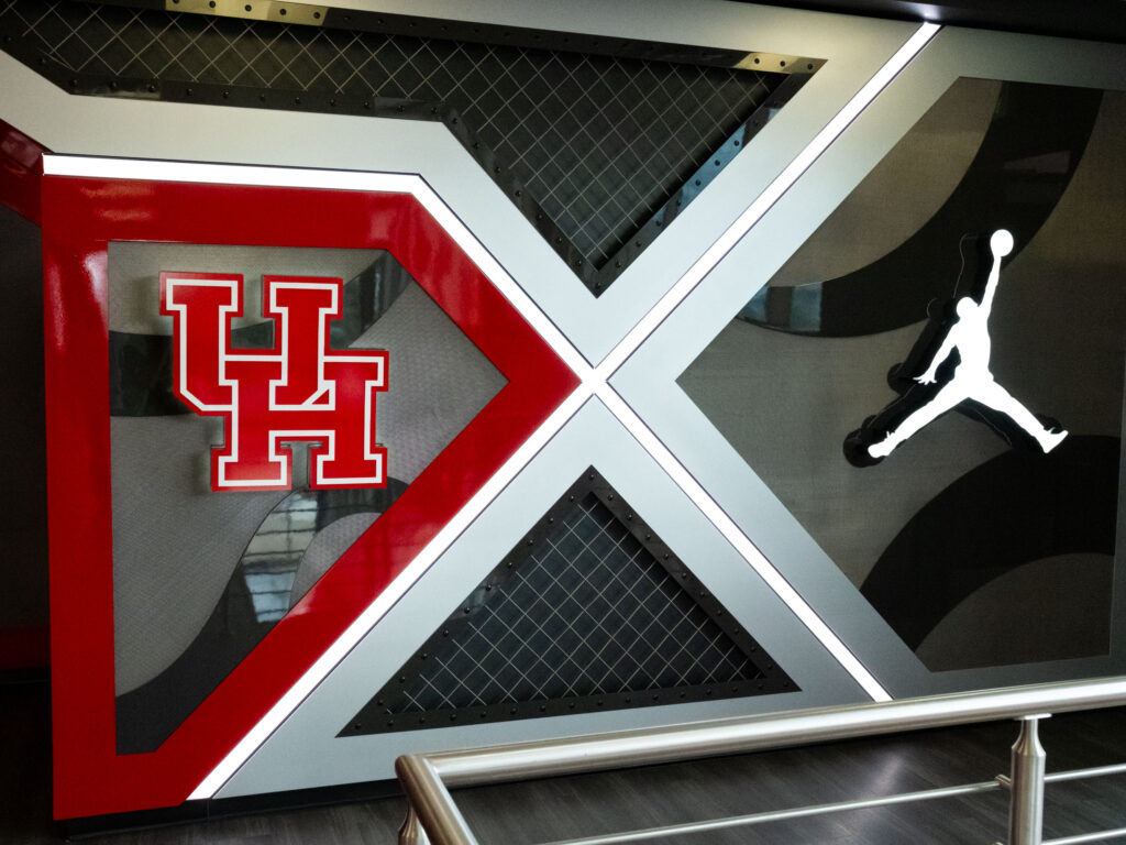 UH basketball's renovated practice facility includes a number of special touches. Many of them thought up by director of operations Lauren Sampson. (Photo by F. Carter Smith)