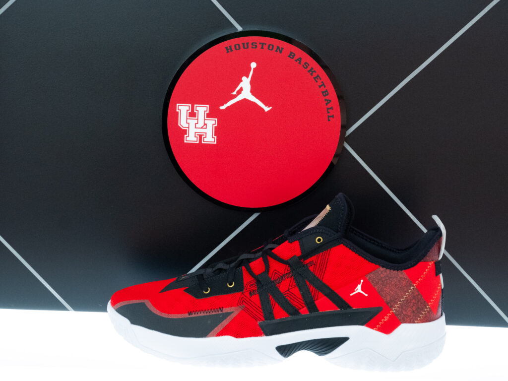 Houston basketball shows off its Jordan affiliation to great effect in the revamped second floor facility, (Photo by F. Carter Smith)