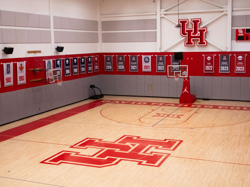 UH basketball's main practice gym is full of banners and the signs of the success of the Kelvin Sampson era. (Photo by F. Carter Smith)