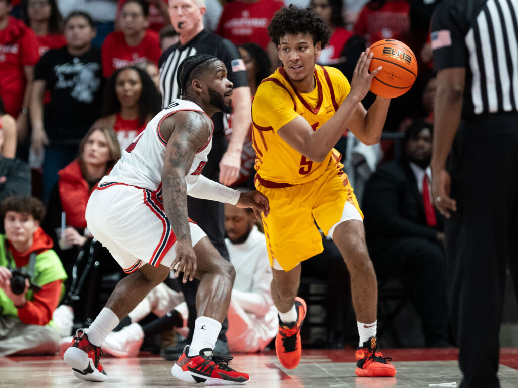 University of Houston point guard Jamal Shead is one of the best defensive guards in college basketball. (Photo by F. Carter Smith)
