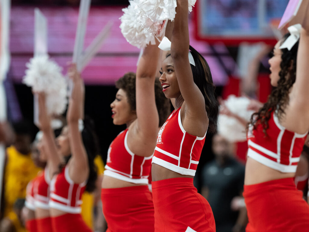 University of Houston cheerleaders bring a lot of spirit to the Fertitta Center. (Photo by F. Carter Smith)