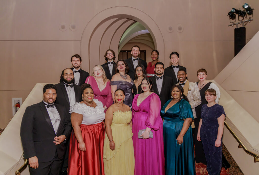 Houston Grand Opera Butler Studio artists with the 2024 Concert of Arias finalists. (Photo by Michael Bishop)