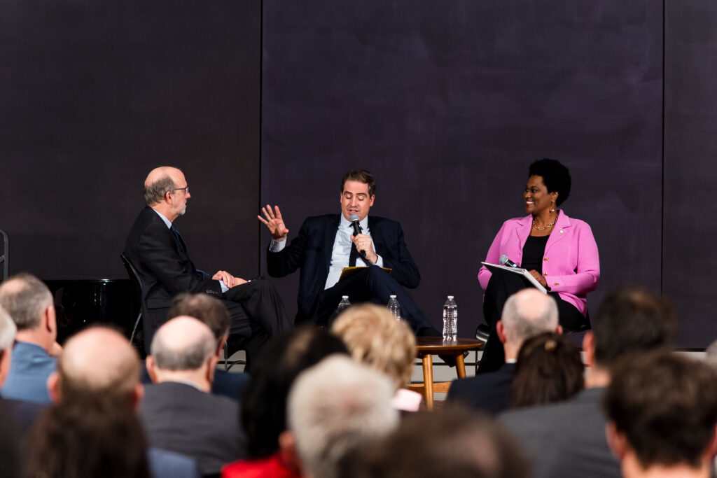 David Leslie, Olivier Becht, Martha Castex-Tatum at Celebrating 100 Years of Friendship at Rothko Chapel (Photo by Hung L. Truong)