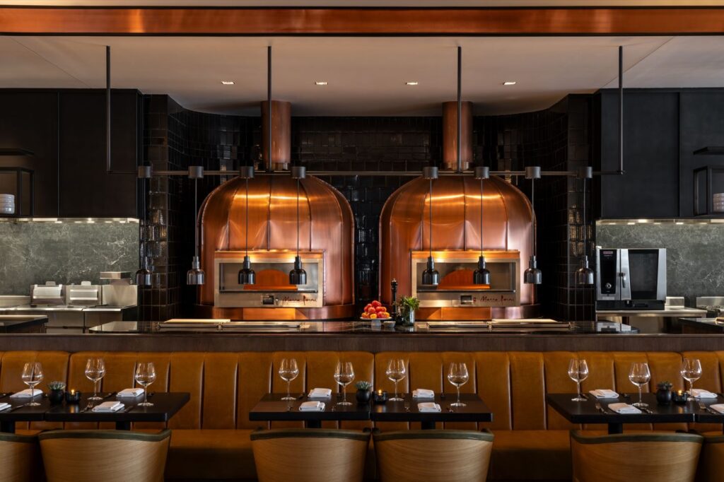 The lavish resort features five restaurants and lounges, including Farena – a three-meal Italian cuisine experience with two striking 900-degree wood stone pizza ovens and a pasta lab. (Rendering courtesy)