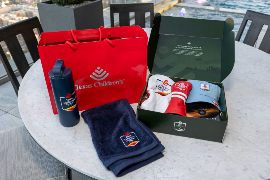 Gift Boxes for guests attending the Texas Children's Houston Open Tee-Off party.  (Photo by Jenny Antill)