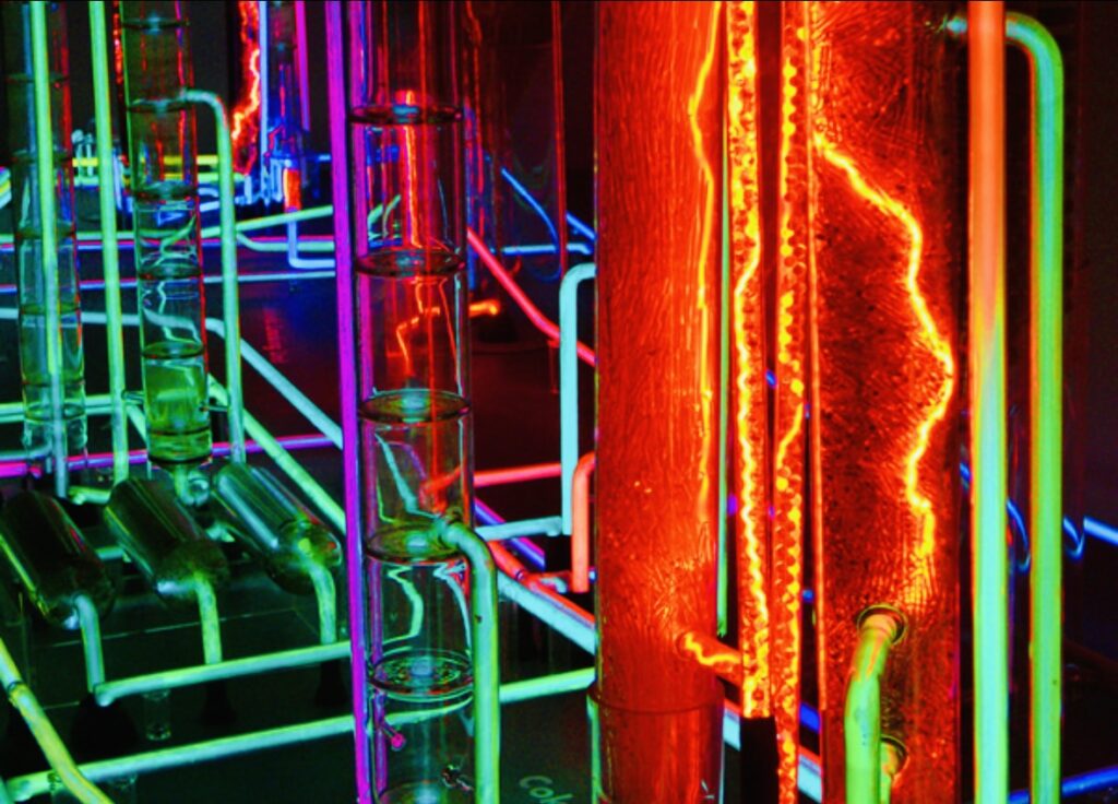 Houston-based neon designer and artist Tim Walker, owner of The Neon Gallery, helped engineer and restore artworks created by neon artist Chryssa for The Menil Collection's "Chryssa & New York" exhibit. (Courtesy The Neon Gallery)