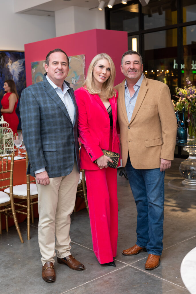 Lindsey Love, Matt Craine, John Reily Thomason at Laura Rathe Fine Art Hunt Slonem Dinner Party (Photo by Miroma Photography)