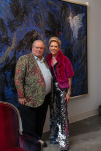 Hunt Slonem, Laura Rathe at Laura Rathe Fine Art Hunt Slonem Dinner Party (Photo by Miroma Photography)