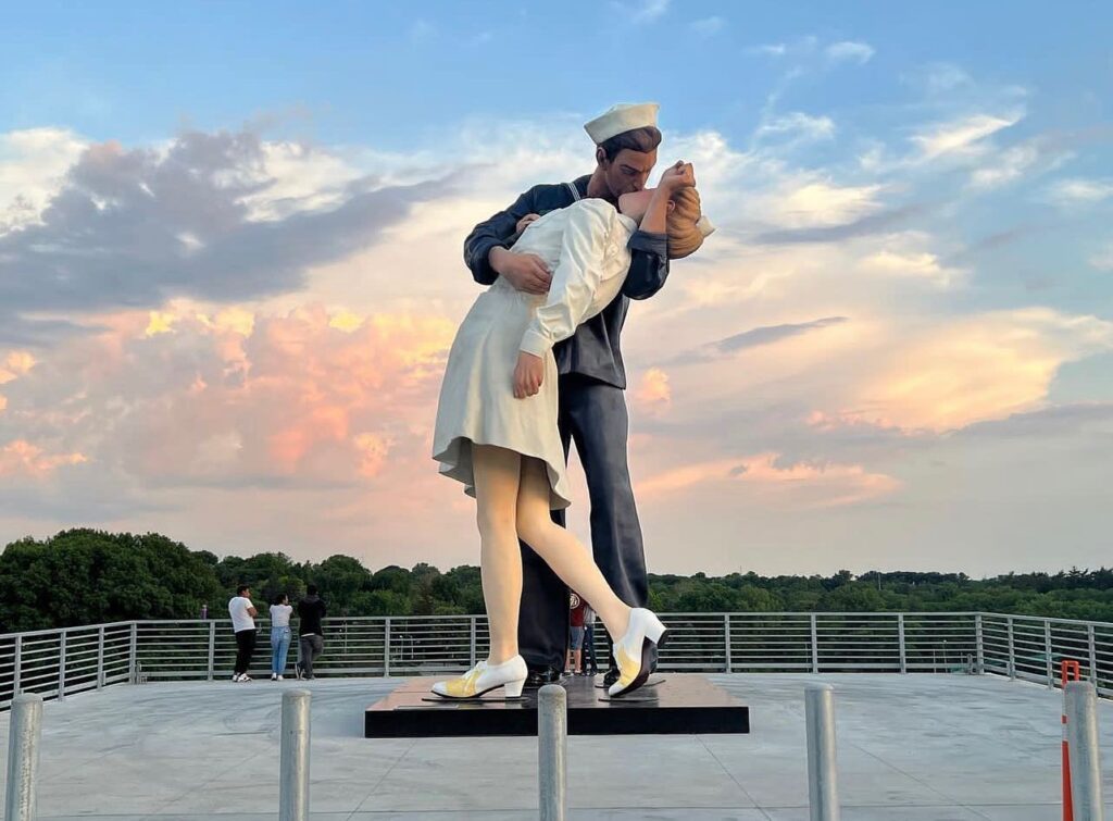 March 2024 -One of Seward Johnson’s life-size sculptures called Embracing Peace will be on display at FWBG this spring and summer.