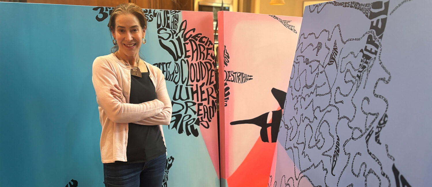 Artist Marlo Saucedo creates art in her home in The Woodlands. Saucedo has used her home as a studio for these oversized pieces for IAH too. (Photo by Laura Landsbaum)