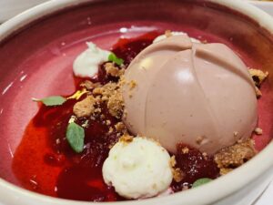 The Blue Room – A light and bright berry panna cotta at The Blue Room. (Photo by Courtney Dabney)
