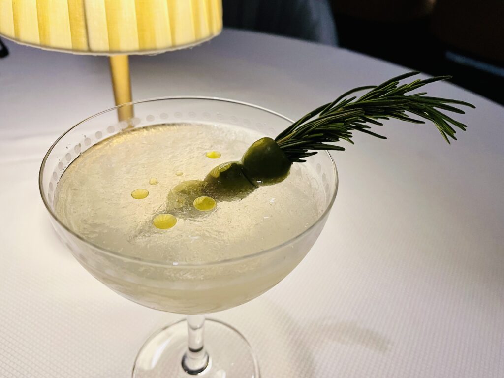 The olive and herb martini with rosemary and thyme infused Citadelle gin. (Photo by Courtney Dabney)