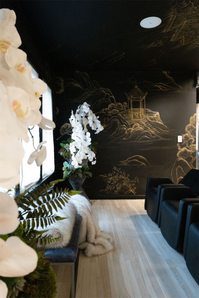 The shampoo room at The House on Lovers hair salon, shot by Zack Santagate.