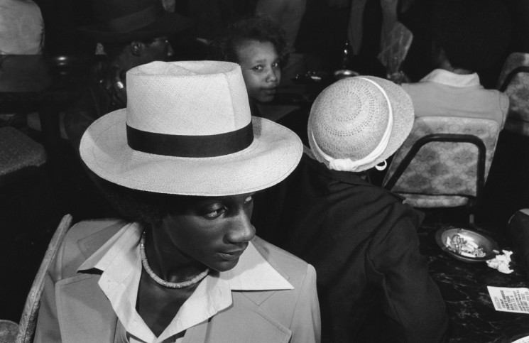 Michael Abramson's black and white photo "Untitled," circa 1974-1977. Abramson photographed clubgoers on the South Side of Chicago, and a selection of his photos are currently on view at the Houston Museum of African American Culture through March 30. (Courtesy Abramson Art Foundation and the Houston Museum of African American Culture)