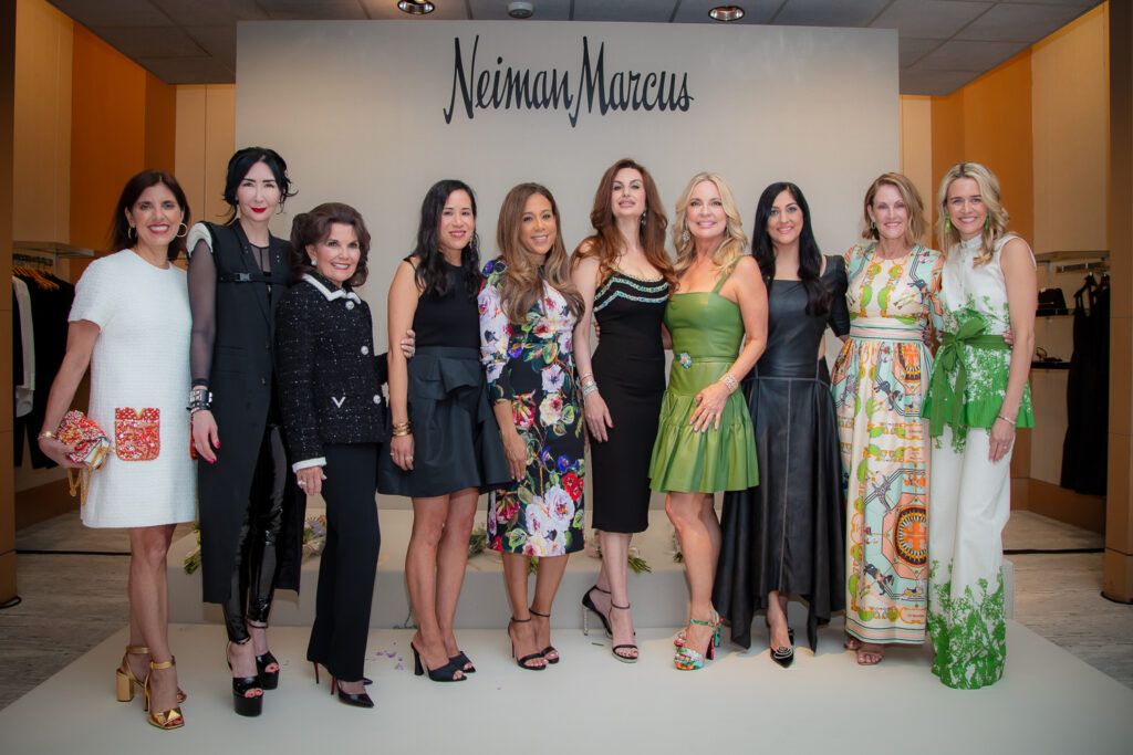 The 2024  PaperCity Philanthropy in Fashion Best Dressed honorees Stacey Lindseth, Carrie Brandsberg-Dahl, Linda McReynolds, Stephanie Fleck, Heidi Smith, Brigitte Kalai, Melissa Juneau, Sippi Khurana, Stephanie Tsuru, and Lindsey Zorich (Photo by Kara Trail, Miroma Photography)