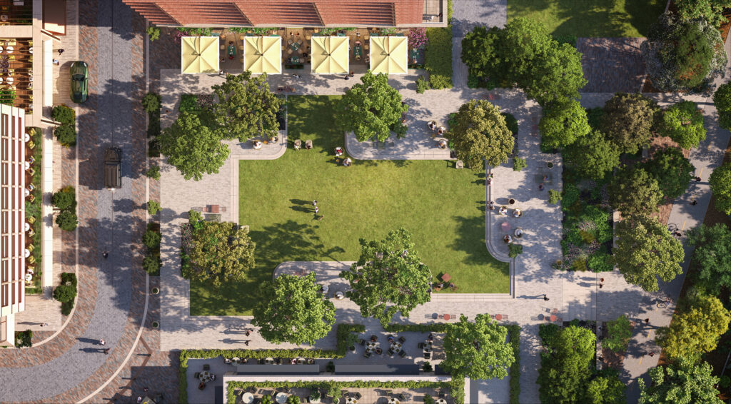 Bird's-eye view of The Knox gardens.  (Courtesy Auberge Resorts)