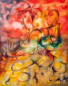 Alexandra Nechita, Front Row, Original painting, Acrylic on canvas, Off The Wall Gallery, Houston, Texas