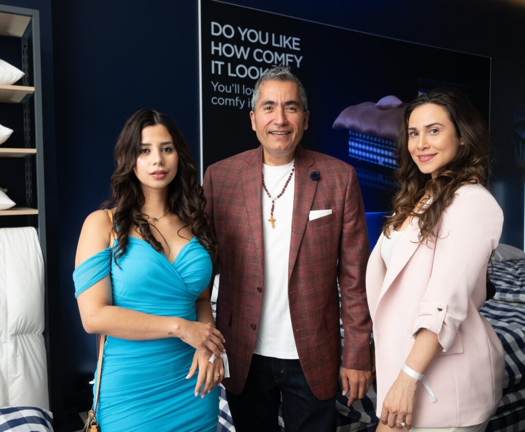 Angeli Martinez, Jorge Olivares, Karla Fulin at the grand opening of Swedish bedmaker Hästens in River Oaks District. (Photo by Daniel Ortiz)