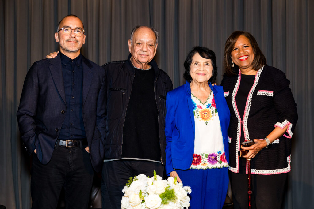 Vincent Valdez, Cheech Marin, Dolores Huerta and Melanie Lawson at Inspirit: Rothko Chapel's Evening of Inspiration (Photo by Scott Julian) 
