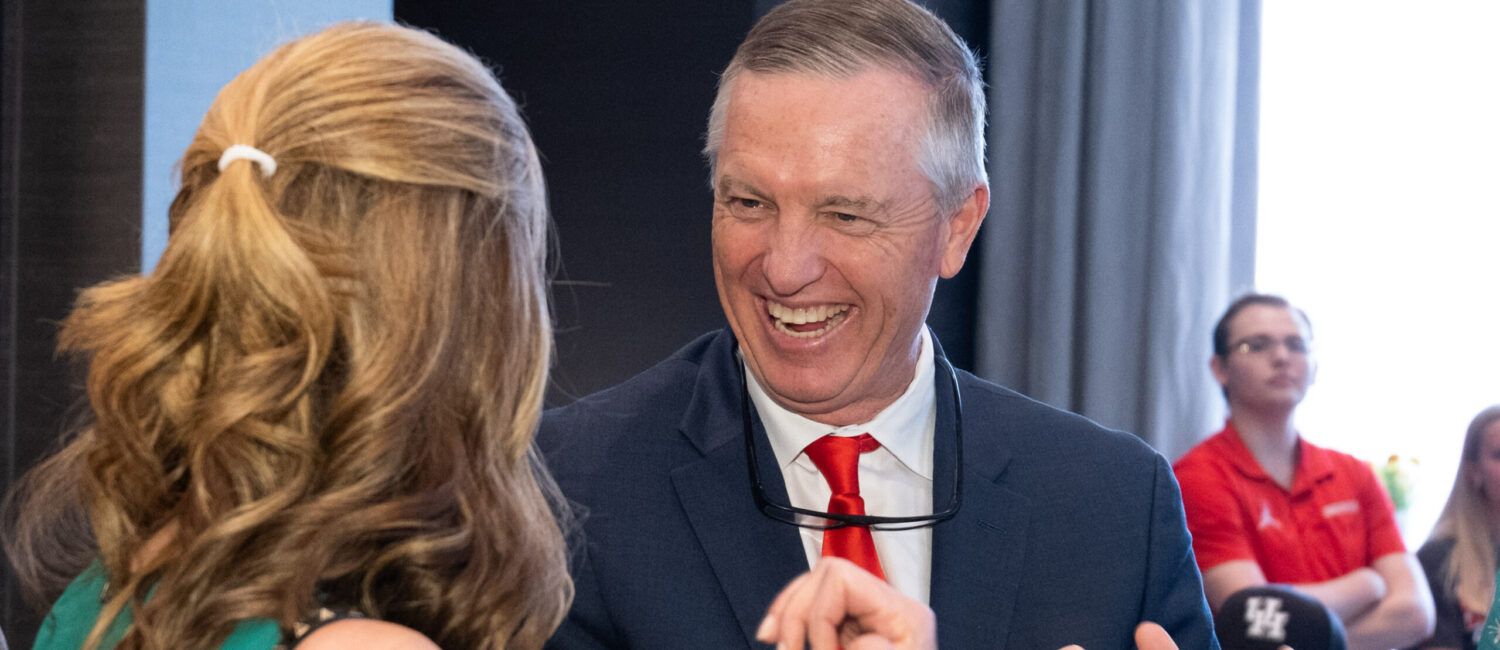 niversity of Houston football coach Willie Fritz is all about promoting UH. (Photo by F. Carter Smith)