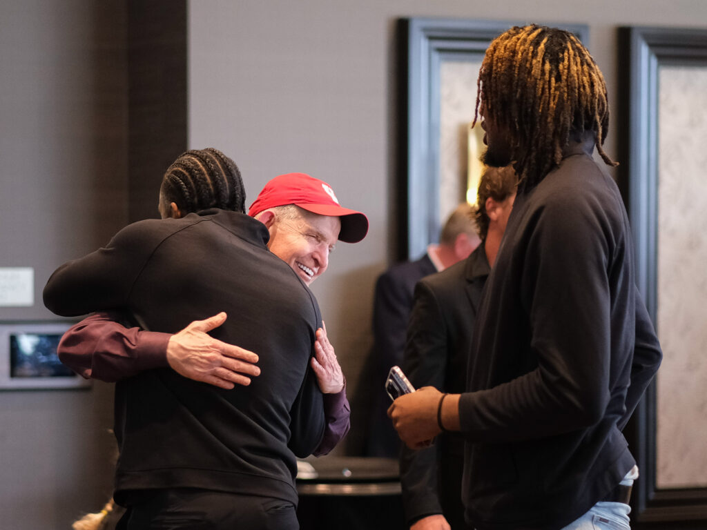 Mattress Mack received a warm welcome from Houston players like Jamal Shead. (Photo by F. Carter Smith)