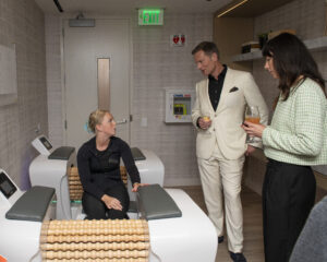 Canyon Ranch – Llyod Princeton and Kallan Rittase looking at CR Vitality Equipment at the new Fort Worth club. (Photo by Tamytha Cameron)