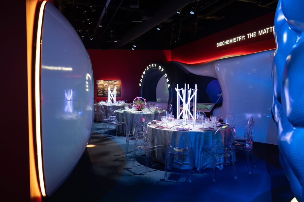 Dining in the Matter & Motion Hall at the Houston Museum of Natural Science 'Big Energy!' gala. (Photo by Daniel Ortiz)