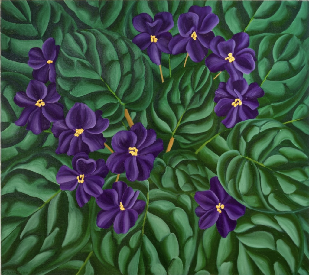 Janet Alling's oil painting "African Violets VI,"  1980. (Courtesy Seven Sisters Gallery, Houston)