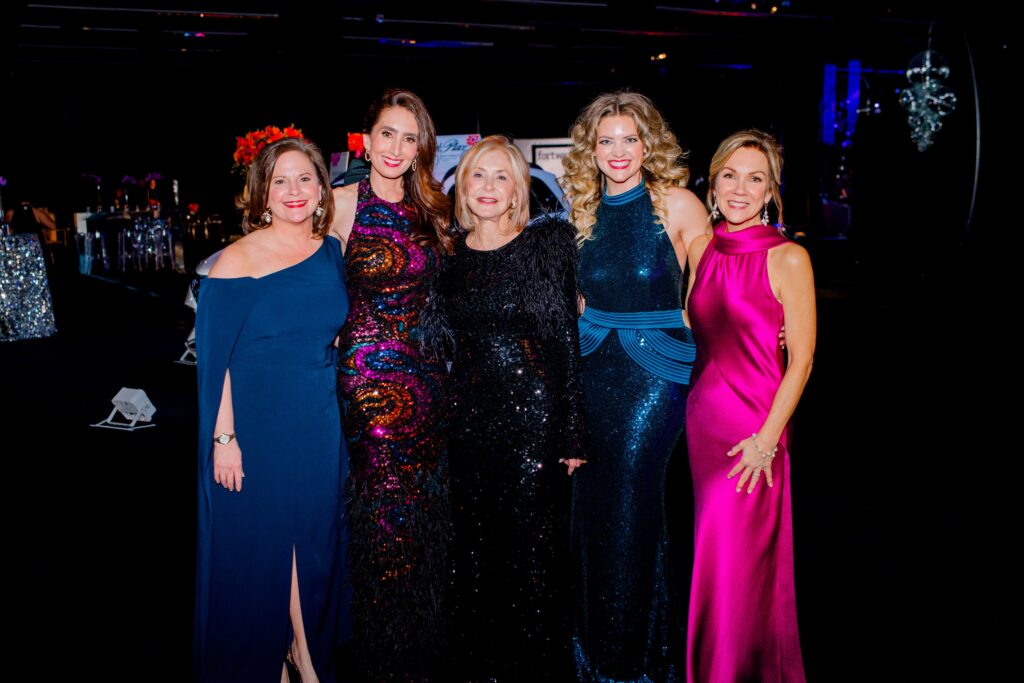 President Kathy Sneed and Jewel Charity Ball chairs Michelle Miles, Laura Rooker, Sandra Tuomey, and Tara Warren. (Photo by Canon Sawyer)