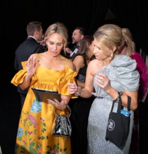 JCB – Raffle tickets and glittering jewels. Mel Kurkjian and Lindsay Minor. (Photo by Rachel DeLira)