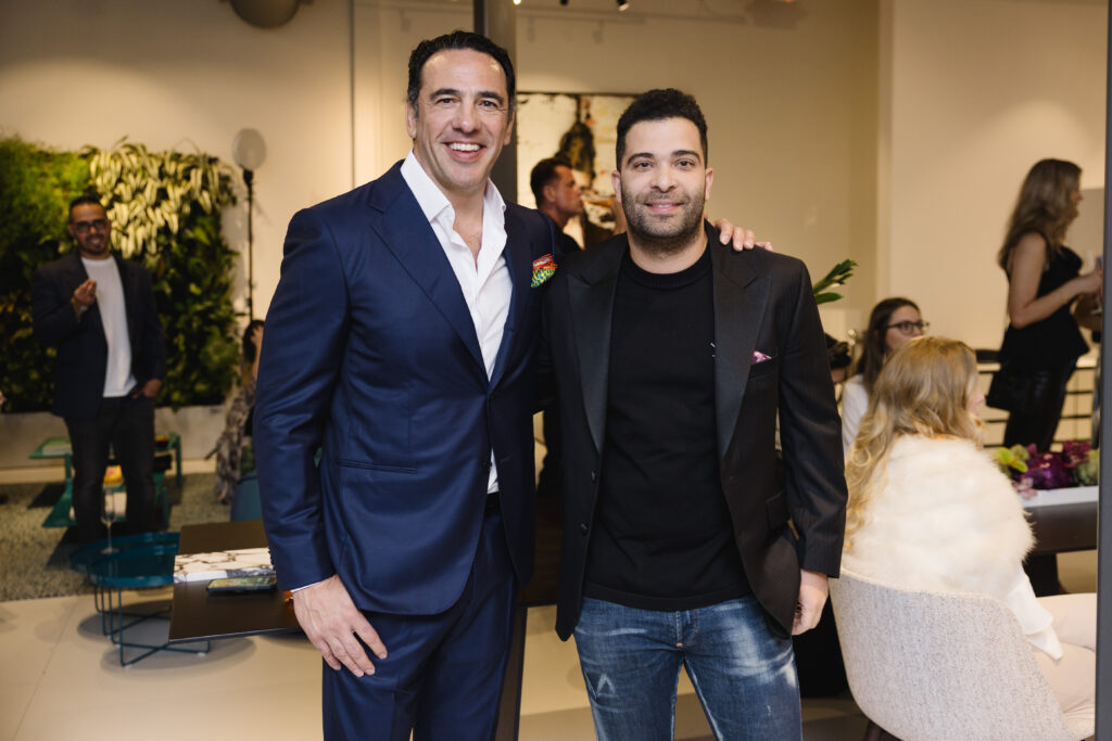 Javier Loya, Adel Sadek at the BeDESIGN celebration with Paola Lenti (Photo by Johnny Than)