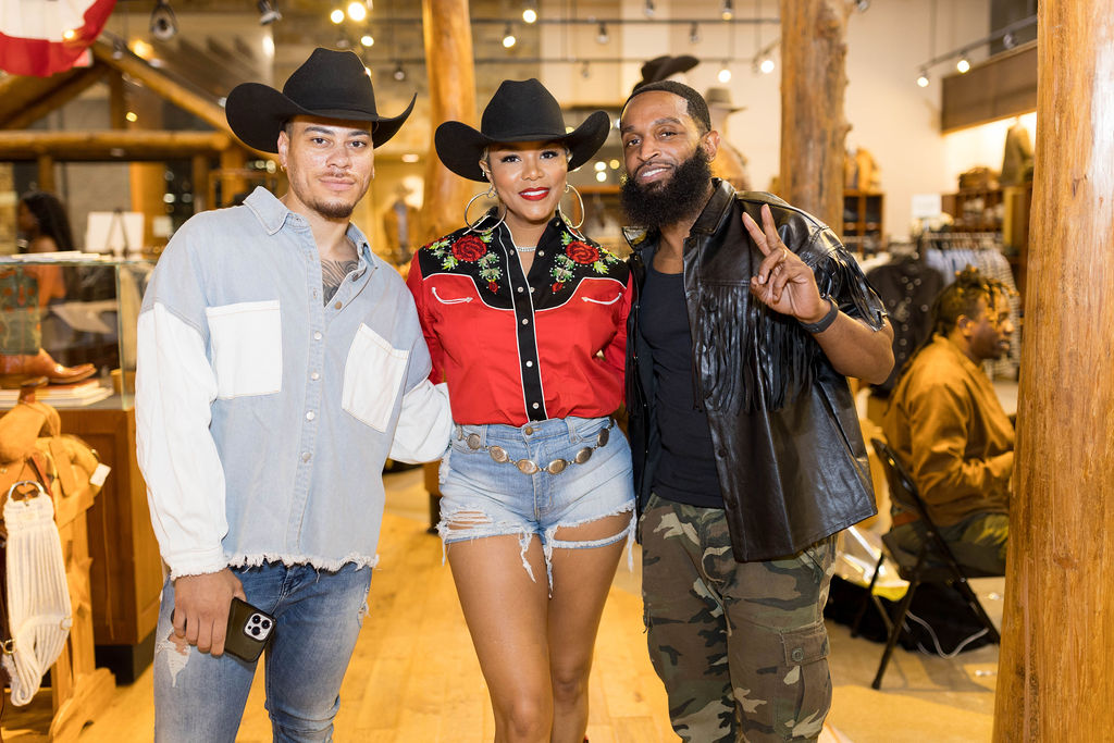 Cory Crawford, LeToya Luckett, DeShawn Crawford at the Pinto Ranch celebration. (Photo by Ivonne Perla Creative)