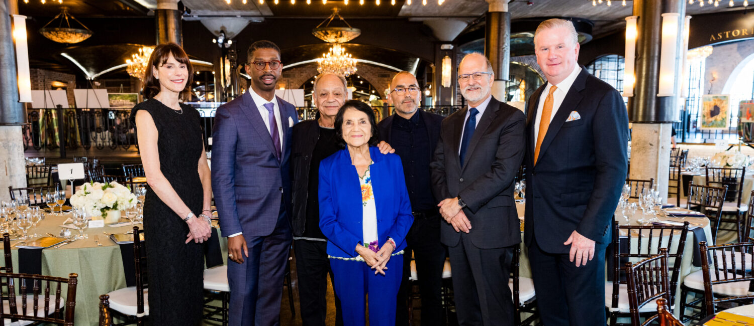 Maire Baldwin, Troy Porter, Cheech Marin, Dolores Huerta, Vincent Valdez, Michael Keegan (photo by Hung Truong) 20240306-In Spirit_0047