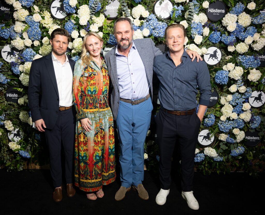 Matt Caldwell, Carly Arrasmith, Mark Raines, Ronnie Bergh at the grand opening of Swedish bedmaker Hästens in River Oaks District. (Photo by Daniel Ortiz)