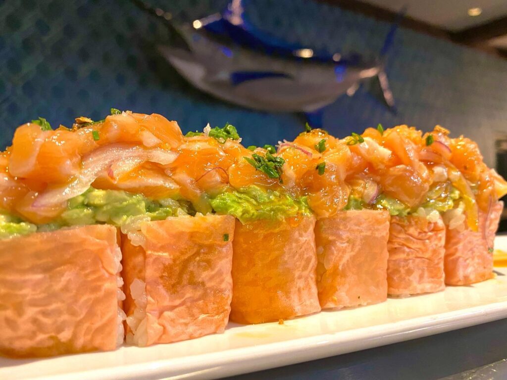 One of 12 specialty rolls from the sushi section of Pacific Table.