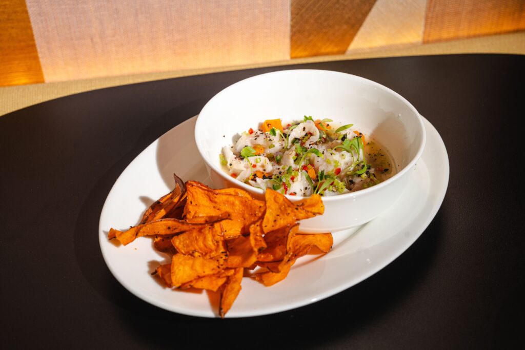 Sol 7 features appetizers such as this cool, Gulf red snapper ceviche, inspired by local food ways and ingredients. (Photo by Michael Anthony)