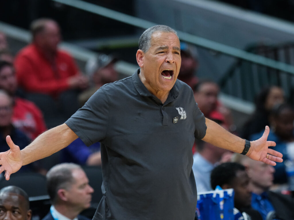 University of Houston. coach Kelvin Sampson could only wonder what was going on at times against Duke. (Photo by F. Carter Smith)