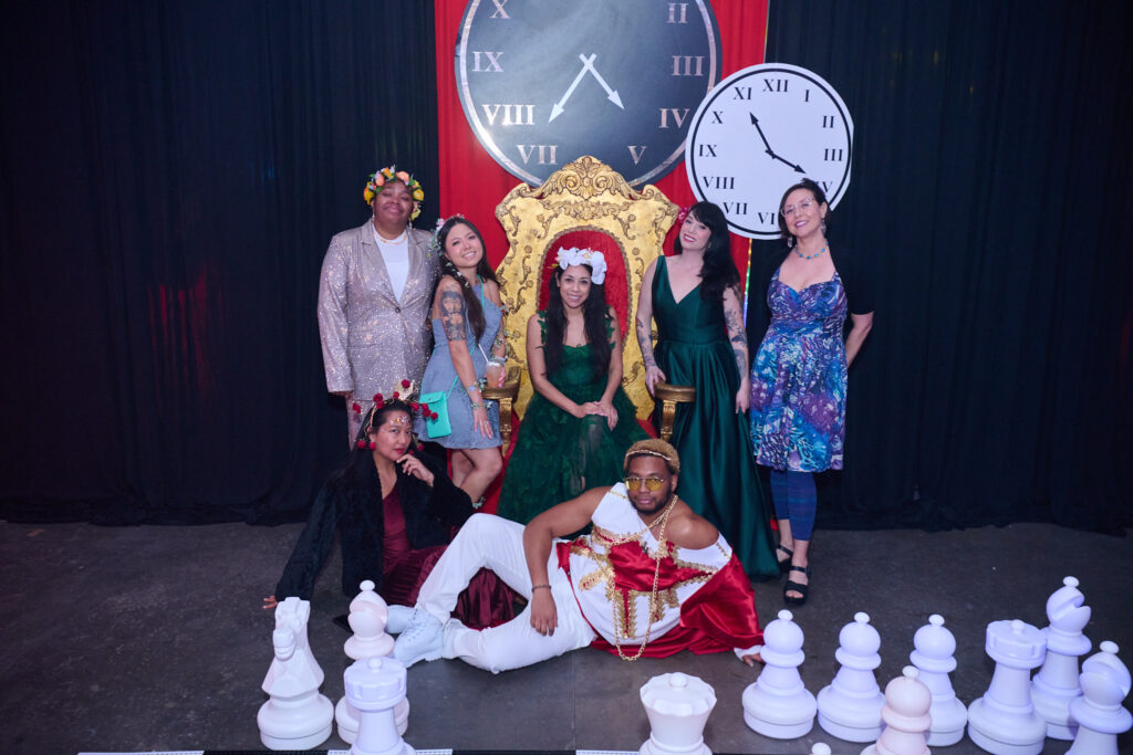 Fresh Arts team: Daral Moore-Washington, Jade Boldenow, executive director Angela Carranza, Micah Salinas, Julia Barbosa Landois, Nicole Peralta, Charles Scott at Fresh Arts Wonder Ball (Photo by Charlie Horse Photography)