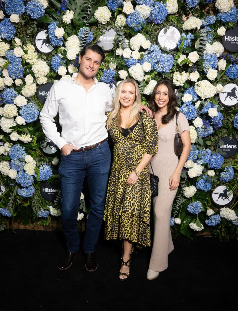 Victor Mendoza, Sarah Starry, Gairy Natividad at the grand opening of Swedish bedmaker Hästens in River Oaks District. (Photo by Daniel Ortiz)