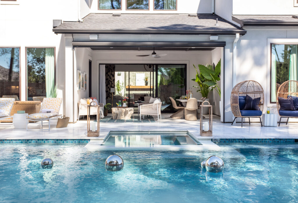 When company is over in the summertime, the pool is a favorite spot.