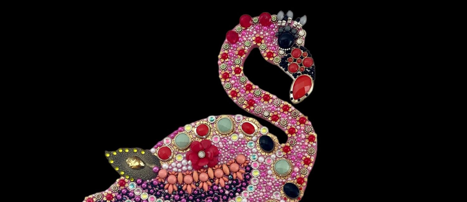 Artist Tonya Zitman uses recycled jewelry in her art, and layers beads to create her pieces. Now she’ll have a moment at The Woodlands Waterway Arts Festival.