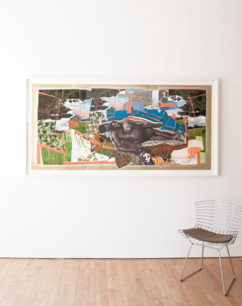 Mickalene Thomas's mixed media collage "Deux Femmes Noires," 2013, at Museum of Fine Arts, Houston. (Courtesy Durham Press)