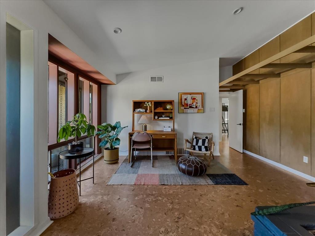 The Hickmans added durable cork flooring throughout the home. 