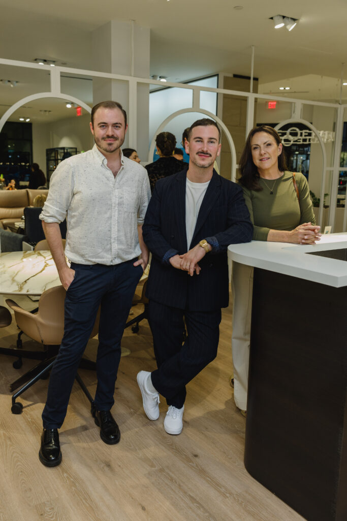 Chase Smith, Brandon Fontanot, BJ Smith at Natuzzi Italia Houston Grand Opening (Photo by Johnny Than)