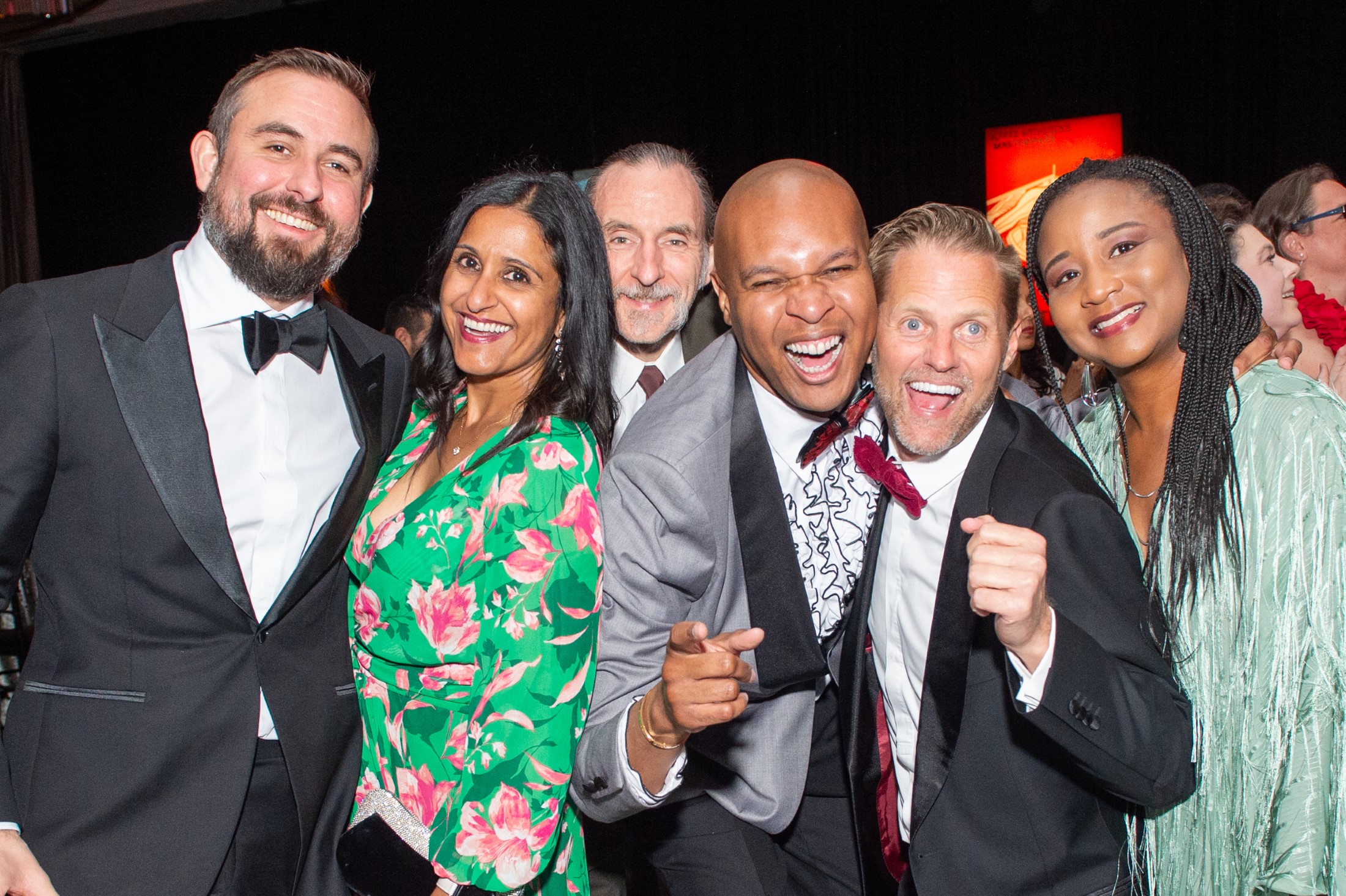 Kurt Krolikowski, Aparna Dave, Alex Lazar, Travis Torrence, Heath LaPray, and Tia Shorty at the Alley Theatre gala. (Photo by Jacob Power)