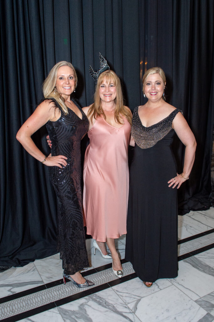 Kelly Noel, Valerie Jalufka, Gayle Delahunt at the Alley Theatre ball. (Photo by Wilson Parish)